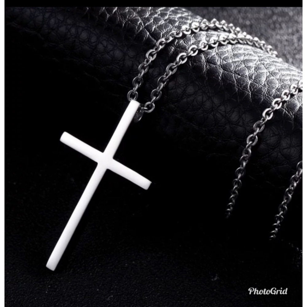 Stainless Steel Cross Pendant Necklace for Men - Picture 2 of 8